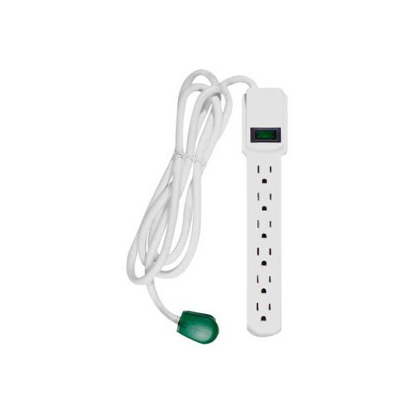 Gogreen Outlet Tap, Surge, 5-15R, 6 ft., White GG-16106MS - main